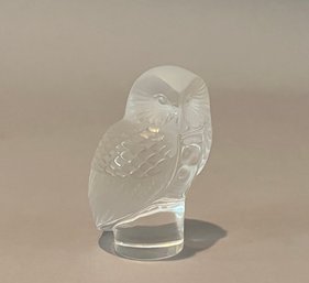 Lalique Art Glass Owl Figurine, France