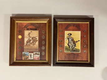 The Pony Express 10 Mercury Dime Coin Framed Set And The Pioneers Stamp And Buffalo Nickel Coin Framed Set