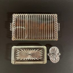 Group Of Three Glass Dressing Table Or Trinket Trays