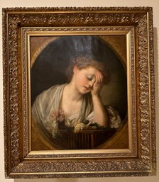 M.R. Collins After Jean Baptiste Greuze, Painting Of A Young Lady With Dead Bird