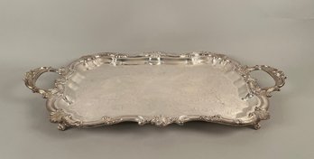 Silver Plate Two Handled Footed Serving Tray