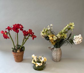Group Of 3 Artificial Flower Arrangements