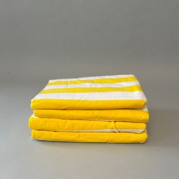 Set Of 4 Yellow And White Striped Beach Towels - NEW