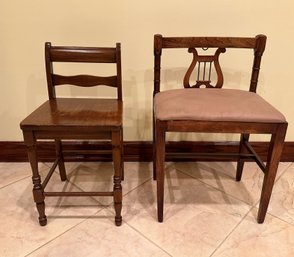 Two Small Scale Neoclassical Style Side Chairs, Modern