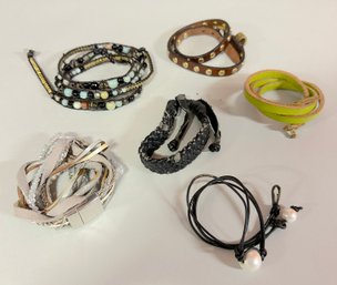 Group Of Leather Wrap Bracelets