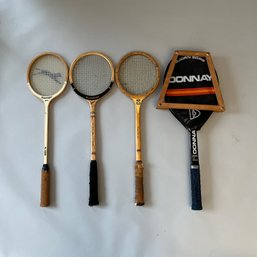 Group Of Four Squash Rackets, 3 Vintage And 1 Modern