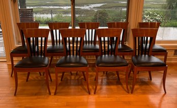 Set Of Nine Cherry And Ebonized Dining Chairs (Possibly Roche Bobois), Modern