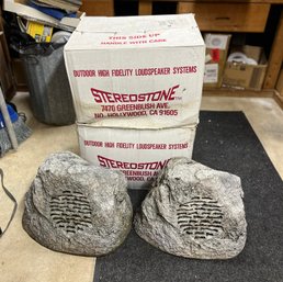 Four Stereo Stone Speakers  (two Used And Two New In Box) - NOTE: These Are Wired Speakers