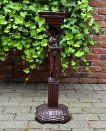 Carved Wood Plant Stand