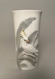Porcelain Vase With Applied Parrot Decoration