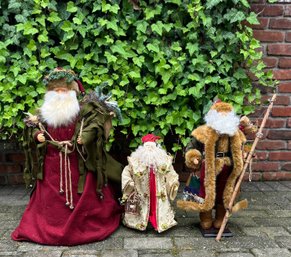 Group Of Three Decorative Christmas Santas
