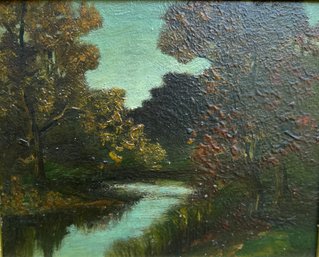 Unknown Artist, Oil Painting Of  An Autumn Landscape With River And Trees
