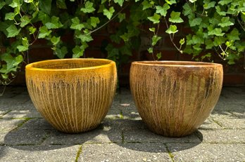Two Glazed Ceramic Planters