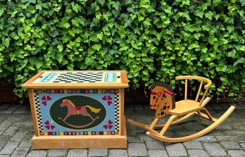 Children's Toy Chest And Rocking Horse