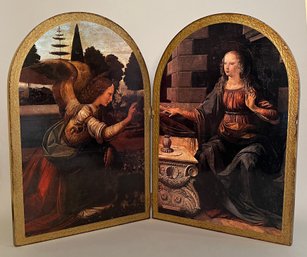 Leonardo Da Vinci, Annunciation, In A Folding Painted Wood Diptych