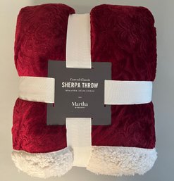 Martha Stewart Collection Red And White Sherpa Throw