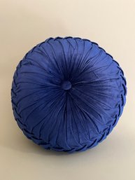 Blue Velvet Pleated Round Pintuck Throw Pillow