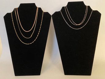 Collection Of Vintage Chains Including One 14K Gold Chain And Other Gold And Silver Tone Chains (5)