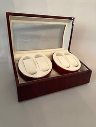 Mahogany Watch Display Box With Light Up And Rotating Features