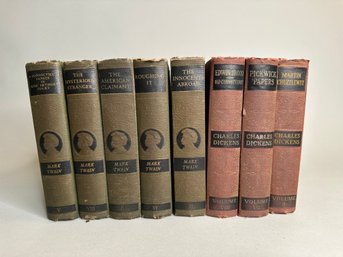 Collection Of Mark Twain And Charles Dickens Books