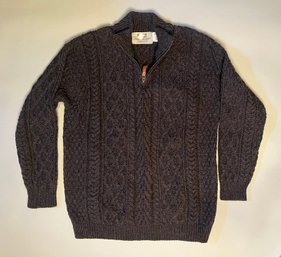Aran Islands, Irish Wool Cable Knit Quarter Zip Sweater