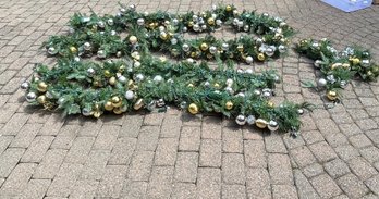 Balsam Hill Decorated Christmas Garlands, Two Large And Two Small