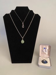 Collection Of Sterling Silver And Silver Tone Pendant Necklaces