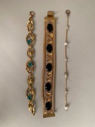 Collection Of Vintage 14K And Gold Tone Bracelets, C. 1960s