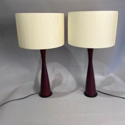 Pair Of UL Solutions Table Lamps With Silk Shades, Modern