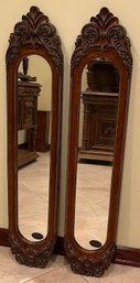 Pair Of Carved Narrow Mirrors By Uttermost