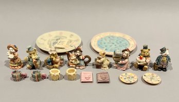 Group Of Popular Imports Miniature Animal Figurines And Plates
