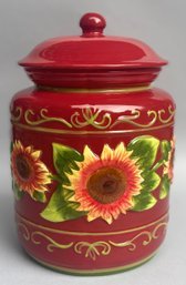Red Sunflower Covered Canister