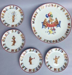 Tiffany Alphabet Bears Birthday Party Cake Platter And Four Dishes