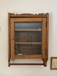 Oak Hanging Wall Cabinet With Towel Bar