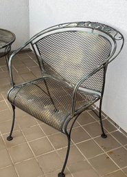 Salternini For Russel Woodard Wrought Iron Curve Back Outdoor Patio Armchair, Mid 20th Century