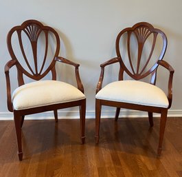 Pair Of Ethan Allen Sheraton Style Shield Back Arm Chairs