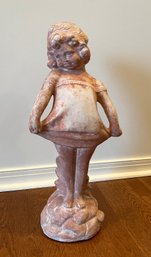 Terracotta Sculpture Of Little Girl In Dress