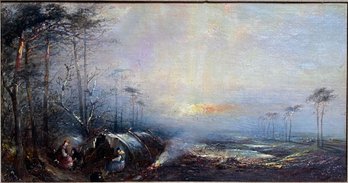 Unknown Artist, Stormy Landscape, Oil On Board