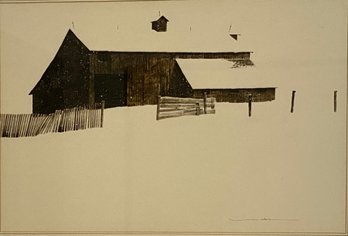 Rob O'Dell (American, 1938-2017) Farm House In The Snow, Watercolor On Paper, Circa 1974
