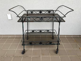 Salterini For Russell Woodard Outdoor Wrought Iron Outdoor Patio Tea Cart With Removable Tray
