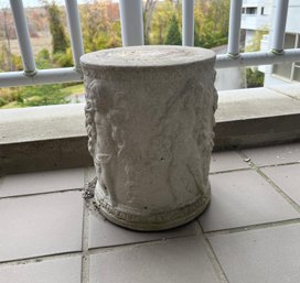 Outdoor Cast Cement Plinth With Cherub Decoration