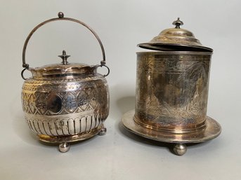 Two Silver Plated Biscuit Jars