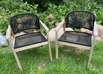 Rope Back Outdoor Chairs, Probably Teak  - Pickup @Huntington, 2-4pm