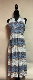 Vintage Blue White And Brown Dress