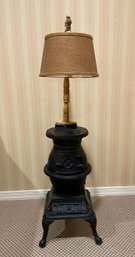 Vintage Potbelly Iron Stove Converted Into A Floor Lamp