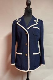 Vintage Butte Knit Blue Polyester Jacket - Size Medium