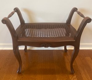 French Provincial Style Bench With Cane Seat