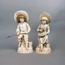 Pair Of Rudolstadt Tinted Bisque Porcelain Companion Figures, 1904-1924, Germany