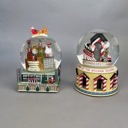Two Radio City Christmas Spectacular Musical Snow Globes, C. 1990s
