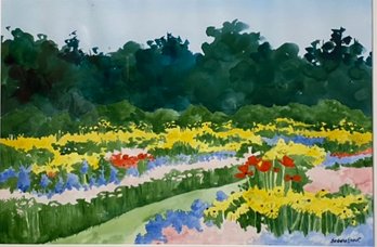 Barbara Ernst Prey (american, B.1957) Landscape Of Flowers, Watercolor On Paper, Circa 2001